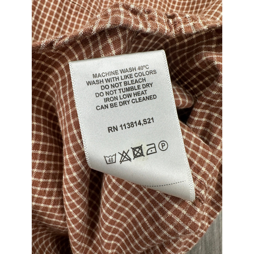 Billy Reid Tuscumbia Standard Fit Windowpane Check Long Sleeve Shirt in Brown, Cream — Size Large // Preowned