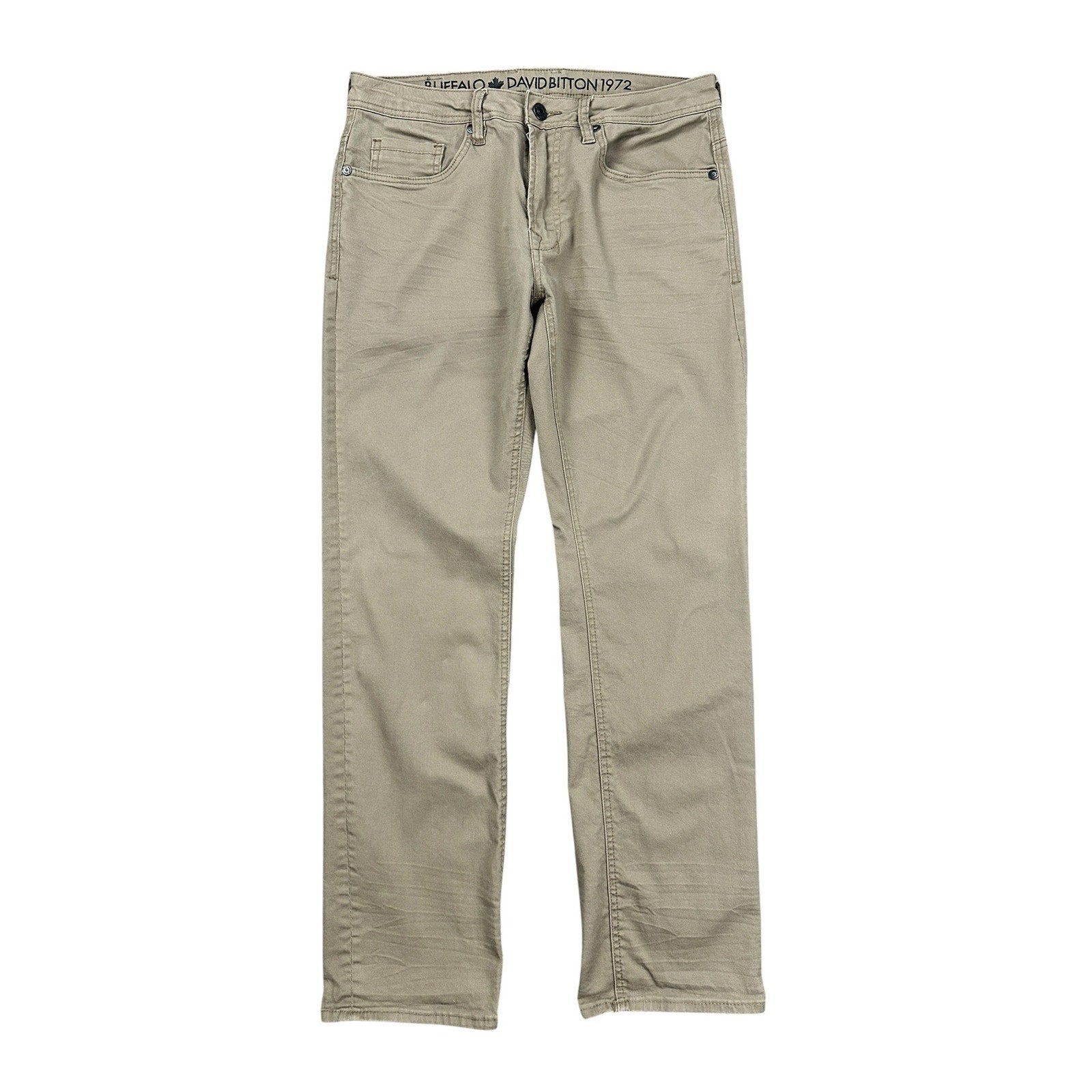 Buffalo David Bitton Six-X Straight Leg Twill Pant in Tan Khaki — Approx. 33x32