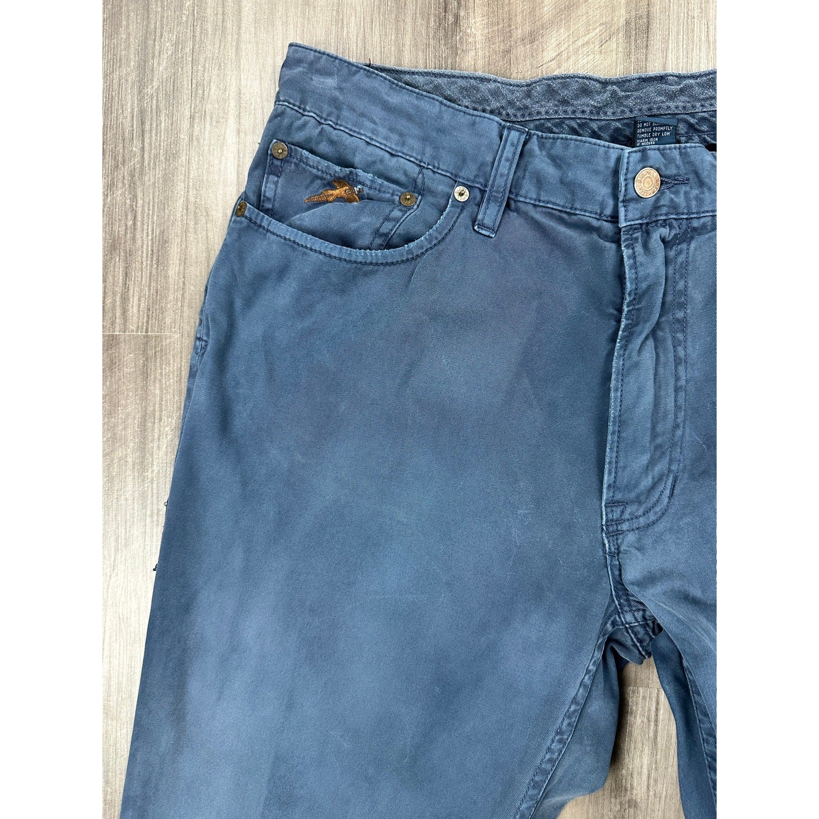 Polo Ralph Lauren Vintage Flying Pheasant Motif Embroidered Pocket Chino Pants in Navy — Size 36x32 // Preowned