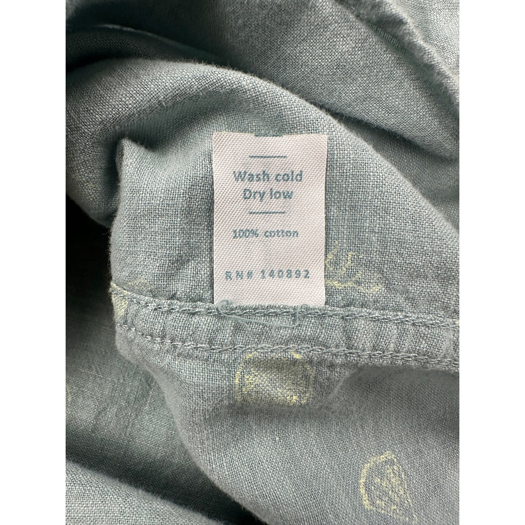 Marine Layer Poole Short Sleeve Button Down in Sage Gray and Yellow — Size Large // Preowned