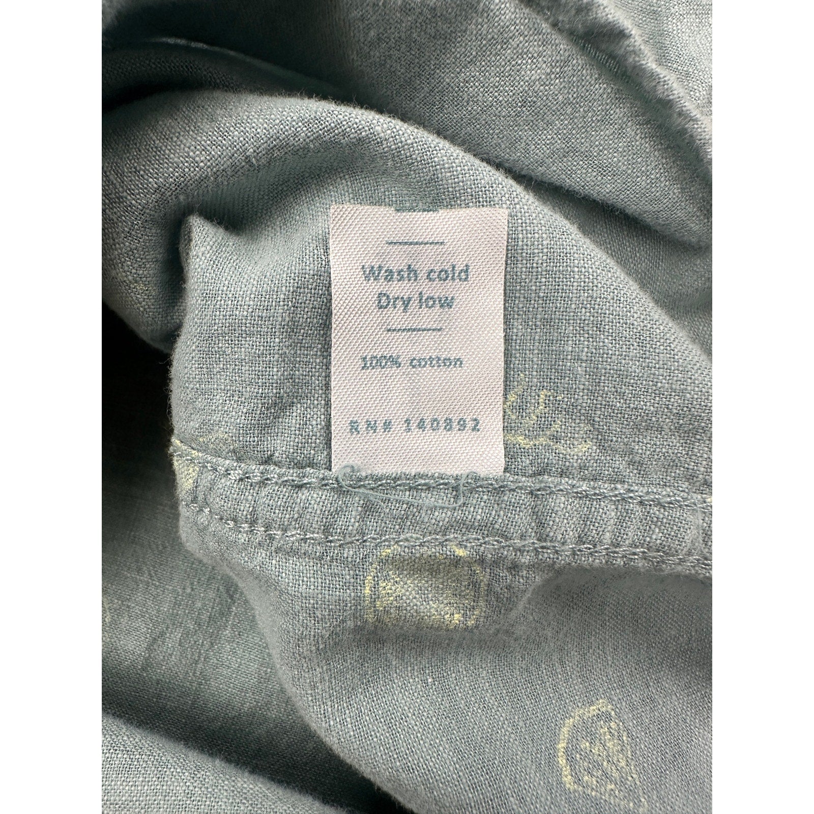 Marine Layer Poole Short Sleeve Button Down in Sage Gray and Yellow — Size Large // Preowned