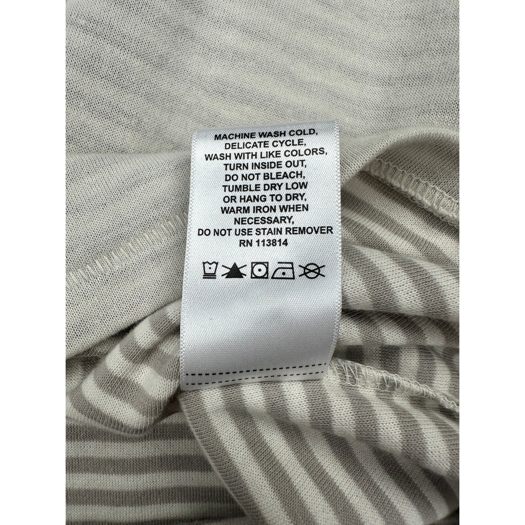 Billy Reid Louis Striped Slim Fit Long Sleeve Henley in Cream, Gray — Size Medium // Preowned