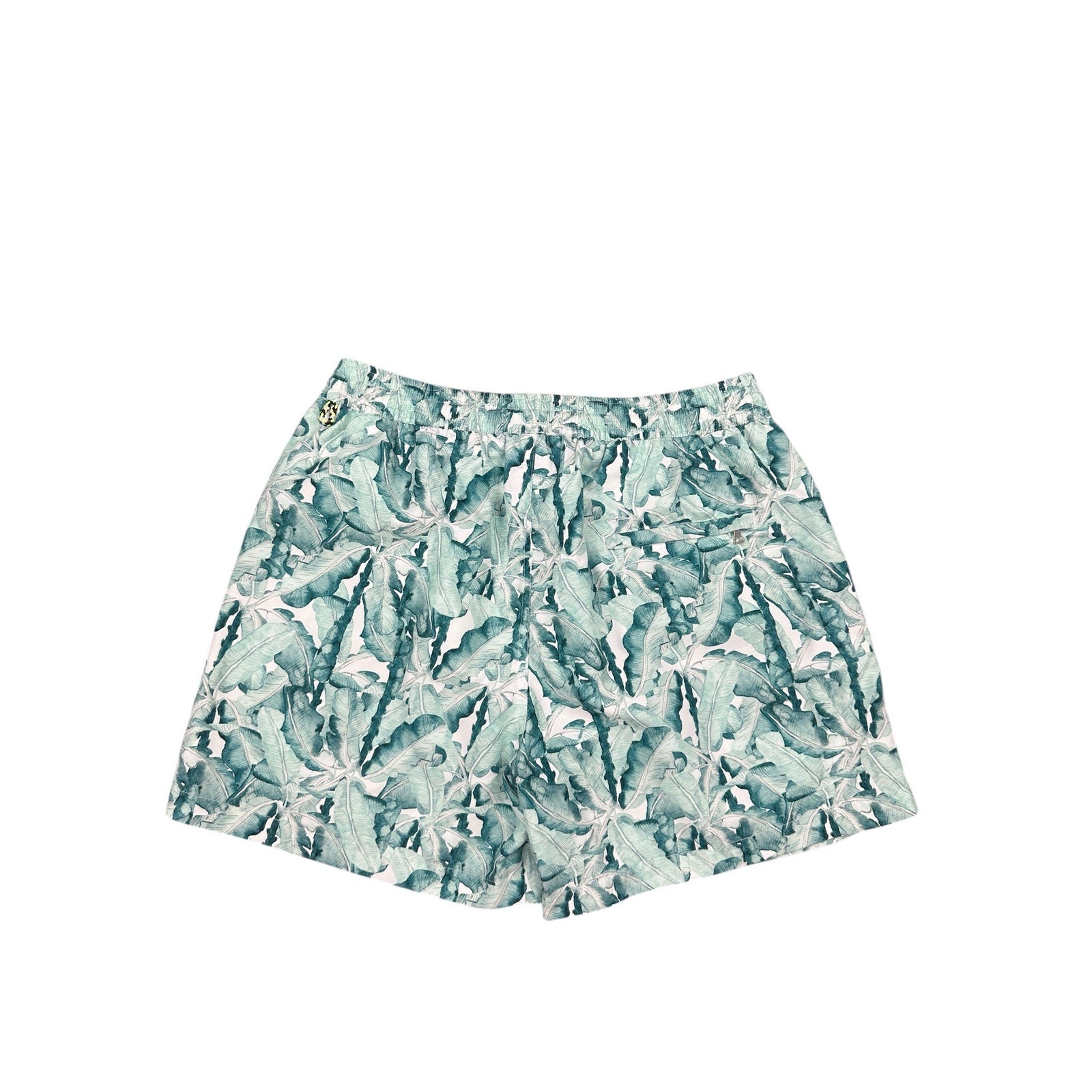 Mr. Mood Tropical Palms Swim Trunks in Green, White — Size Medium // Preowned