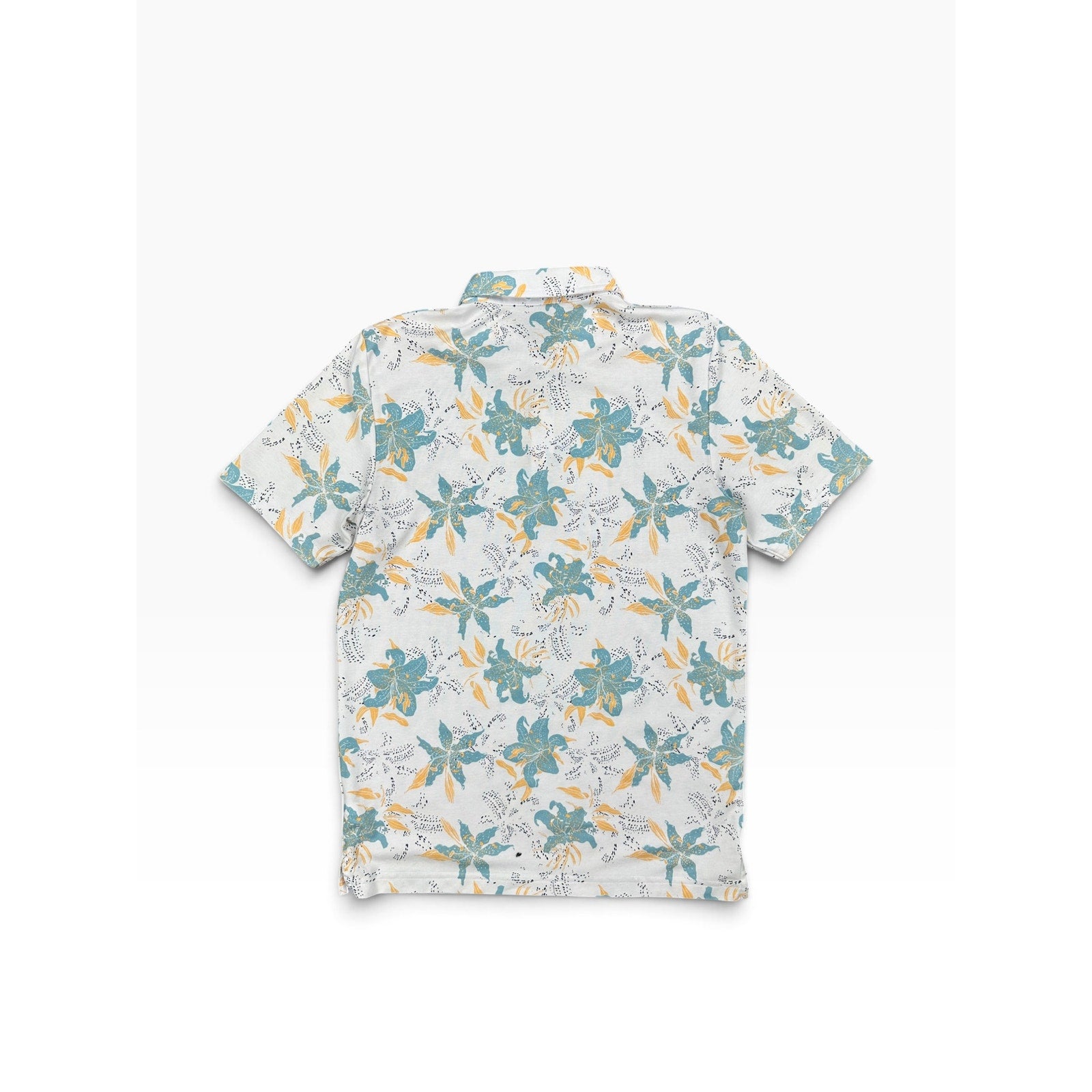 TravisMathew Paradise Peak Golf Polo in White, Gray, Yellow, Black — Size Medium // Preowned