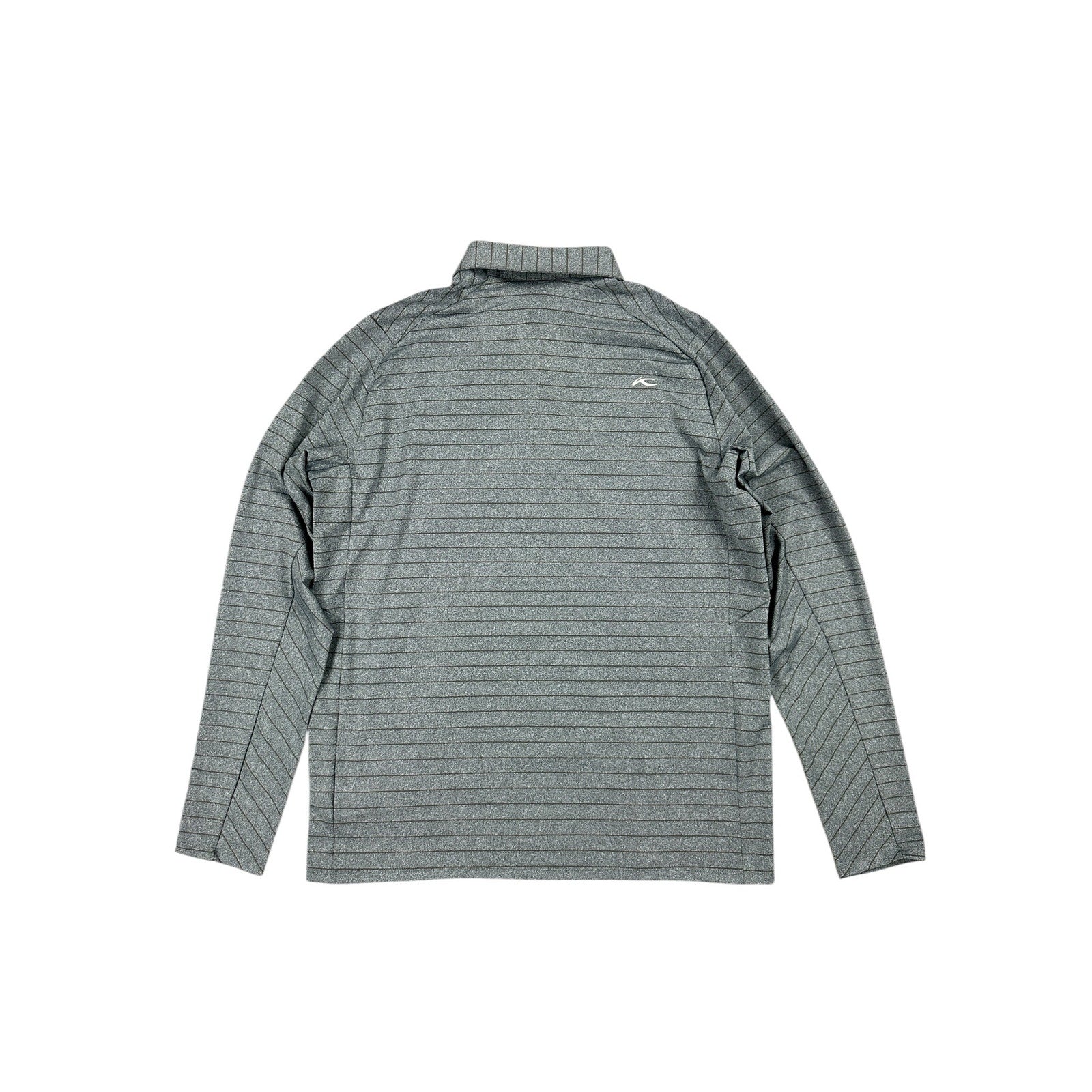 KJUS Soren Melange Stripe Long Sleeve Polo in Petrol Blue, Iron — Size 50 (Medium)