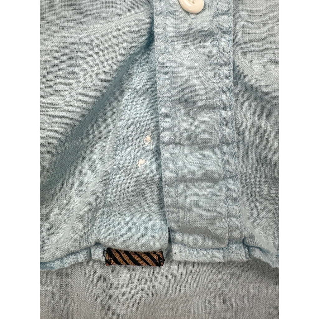 Billy Reid Linen Standard Cut Short Sleeve Button Down Shirt in Light Blue — Size Medium // Preowned