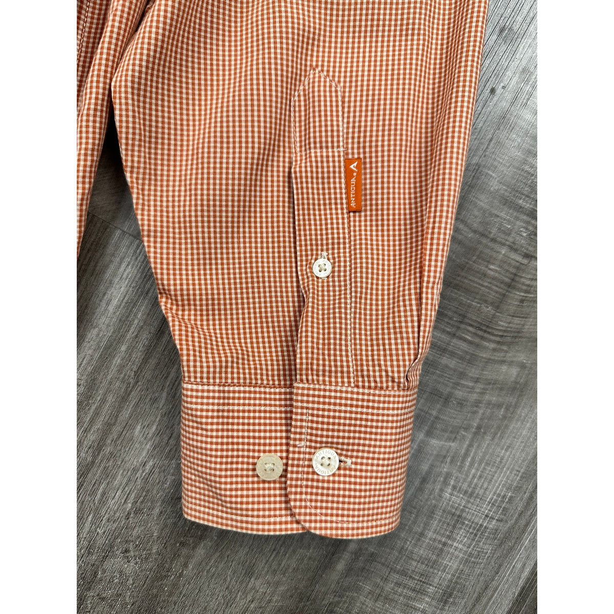 Antigua Texas Longhorns Micro Check Long Sleeve Shirt — Size Large // Preowned