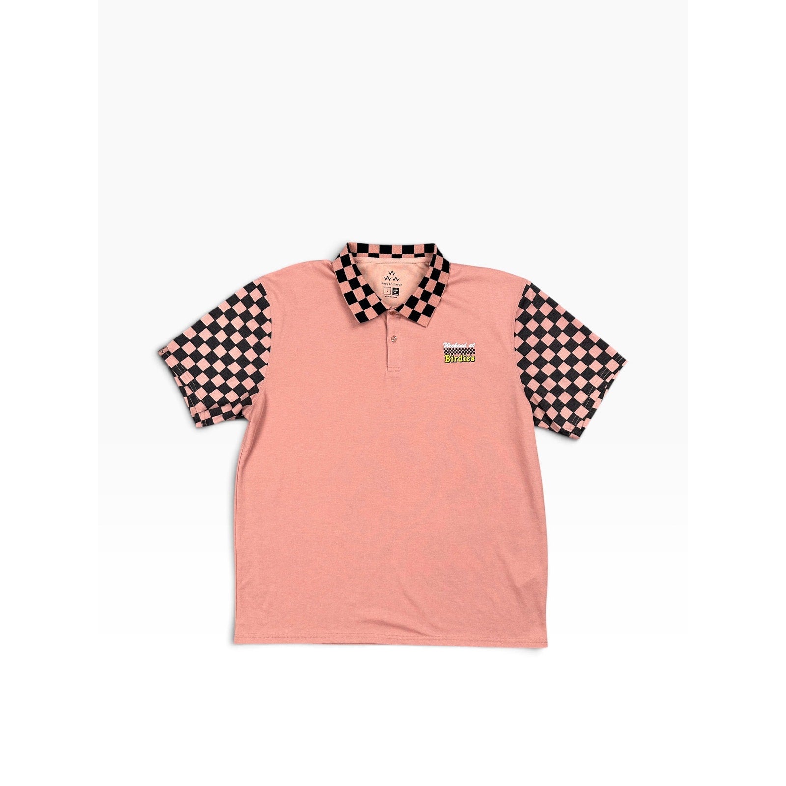 Birds of Condor Weekend at Birdies Fine Pique Polo in Old Rose — Size Large // Preowned