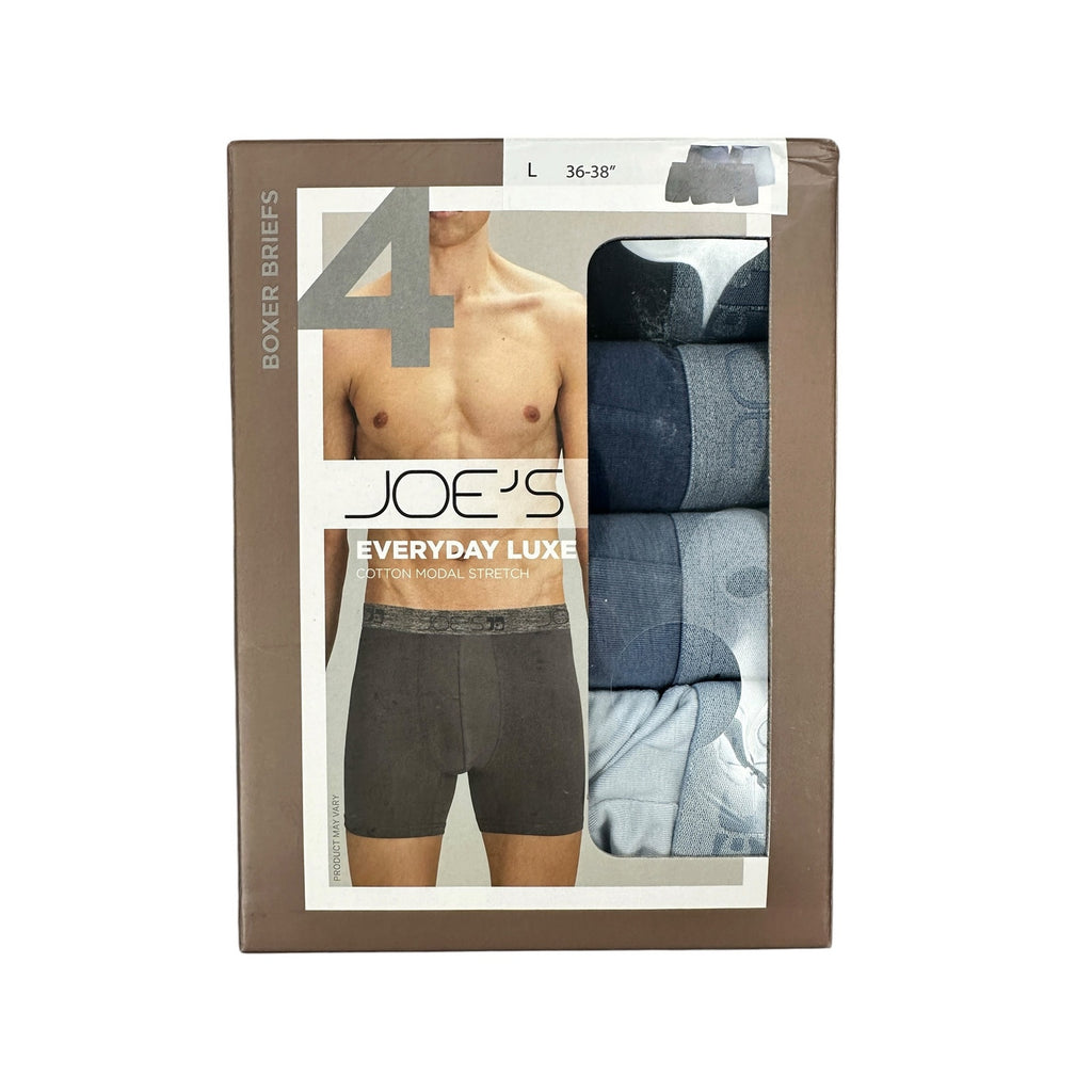Joe's Jeans Everyday Luxe Cotton Modal Stretch Boxer Briefs 4-Pack in Blue — Size Large