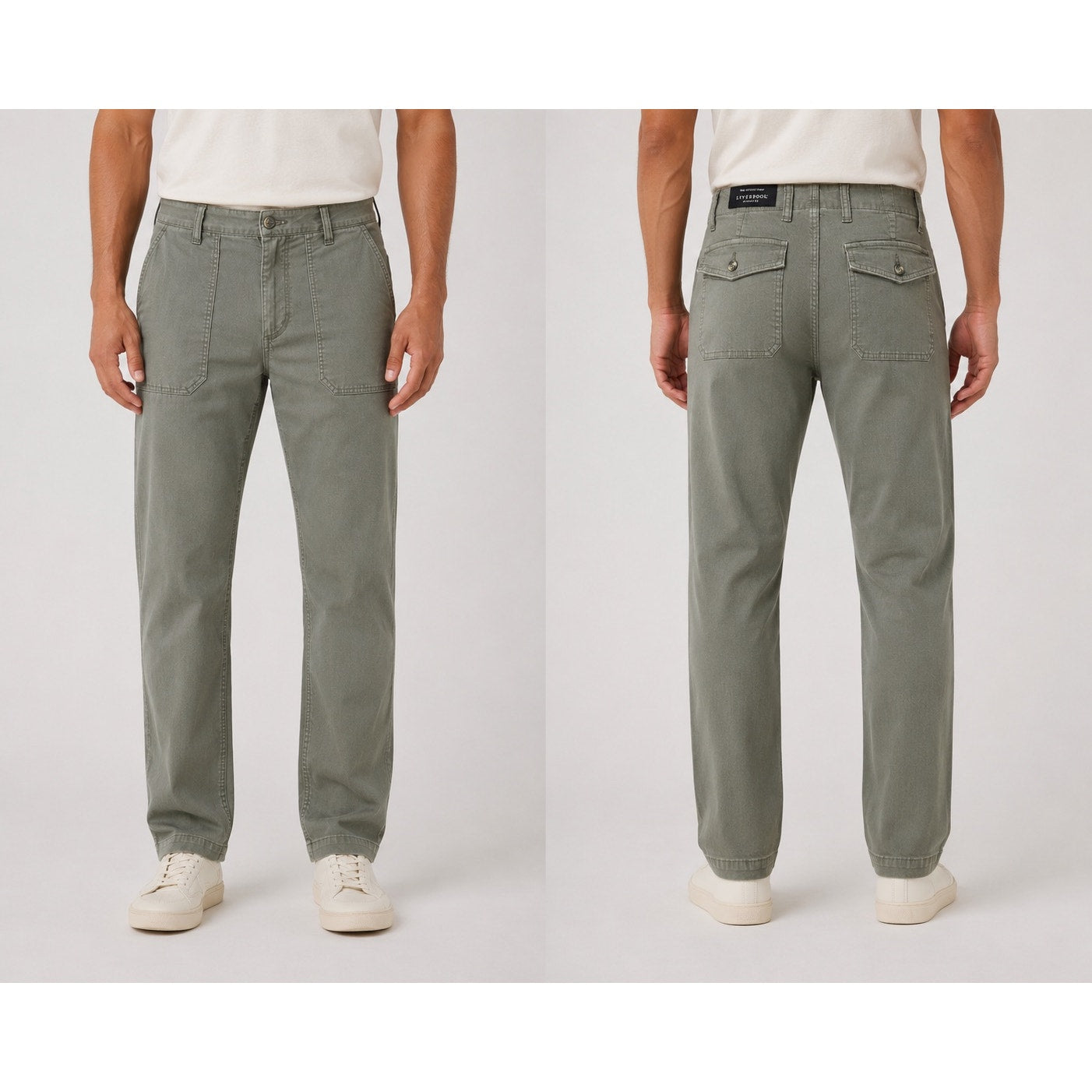 Liverpool Los Angeles The Utility Pant in Pewter Green — Size 31x32