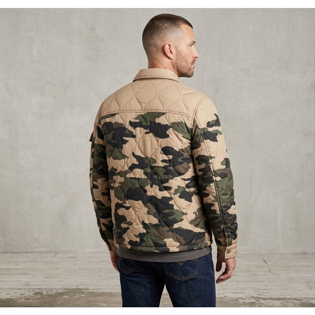 PRPS Hunter Khaki Camouflage Quilted Puffer Jacket - Small