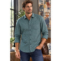 Desigual Abstract Happy Every Time Regular Fit Long Sleeve Shirt in Hunter Green, Brown, Light Cream — Size Small // Preowned