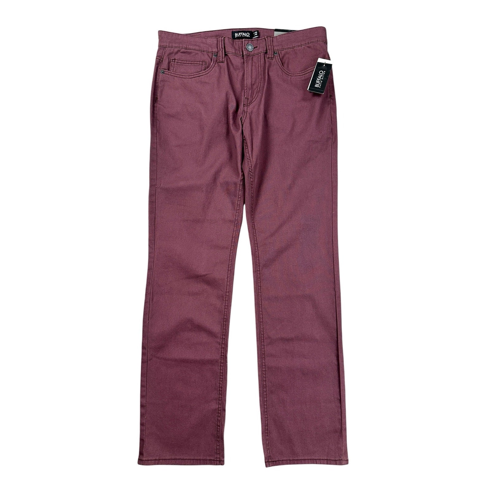 Buffalo David Bitton Six Straight Fit Burgundy Stretch Denim Jeans — 32x32