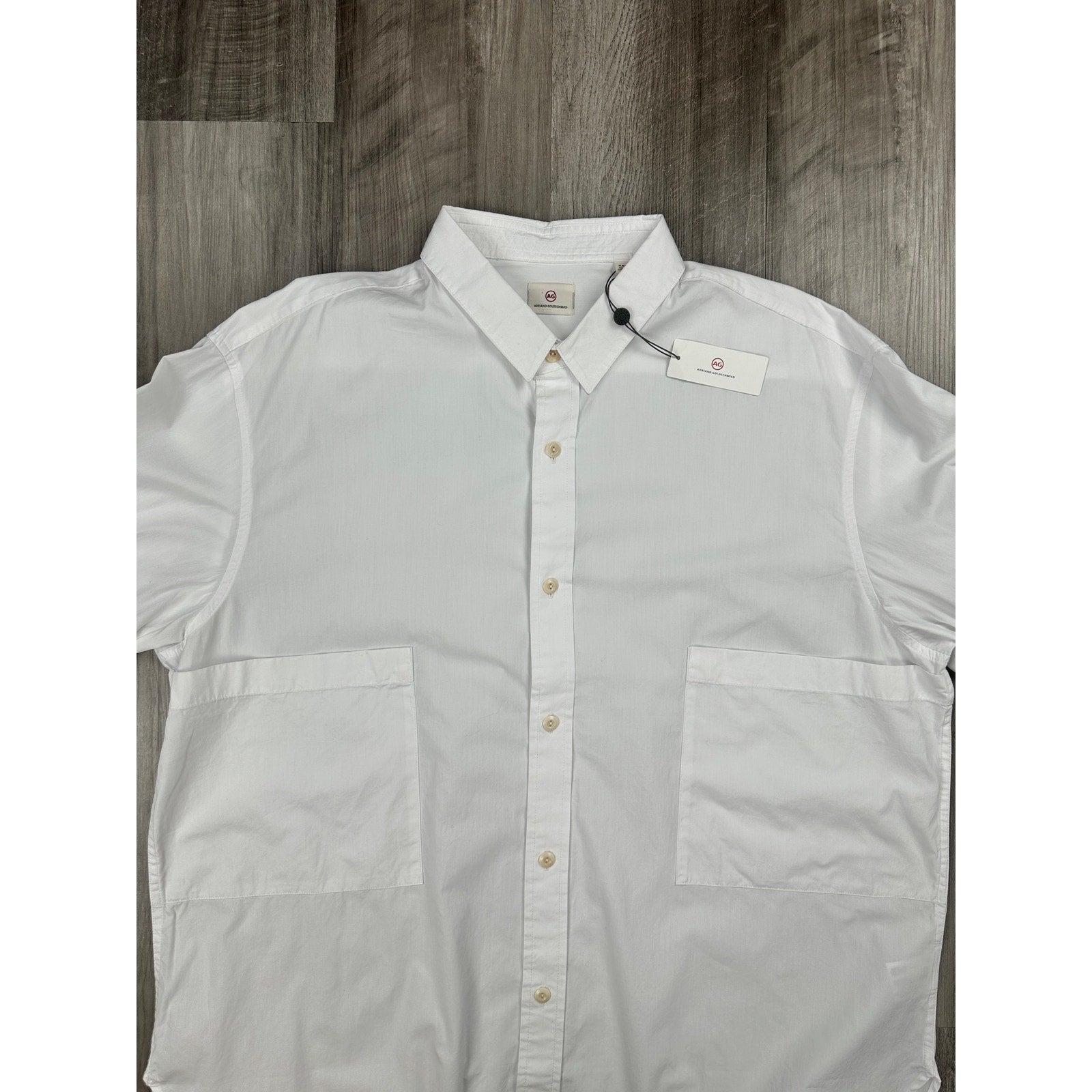 Adriano Goldschmied Oversized Utility Long Sleeve Double Pocket Shirt in White — Size 2XL