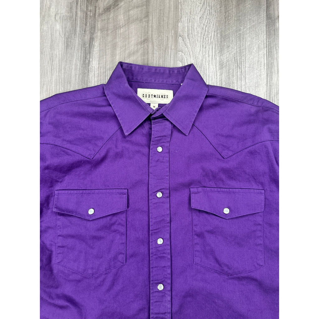 Cody James Twill Heavyweight Western Long Sleeve Pearl Snap in Purple — Size Medium // Preowned