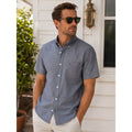 Lacoste Regular Fit Oxford Cotton Short Sleeve Shirt in Navy — Size Small // Preowned