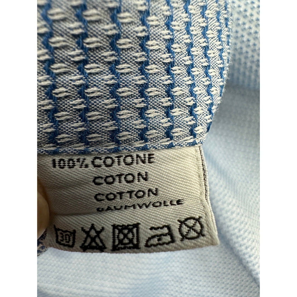 Canali Impeccabile Made in Italy Textured Stitch Long Sleeve Shirt in Light Blue, Blue, Gray — Size 41/16 (Large) // Preowned