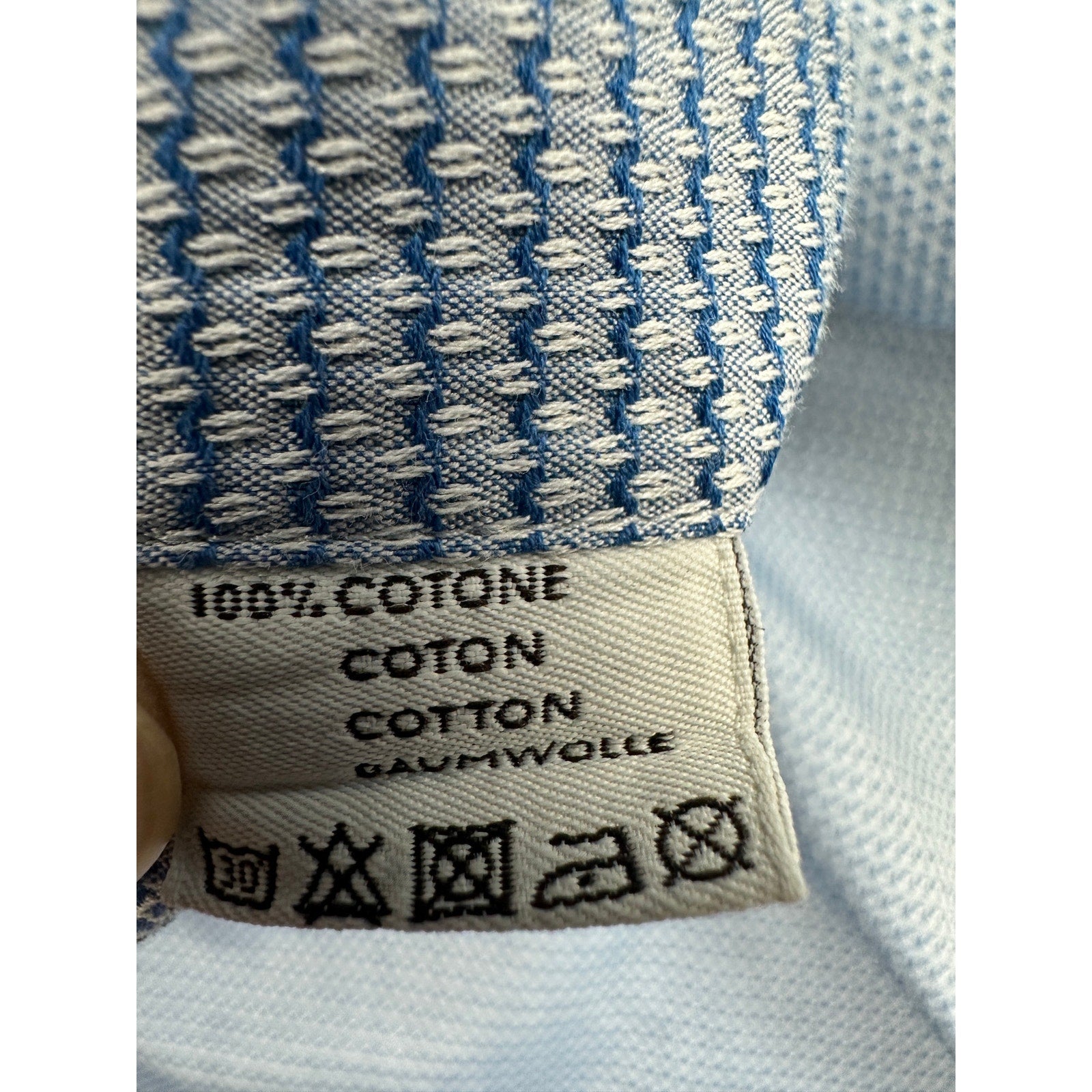 Canali Impeccabile Made in Italy Textured Stitch Long Sleeve Shirt in Light Blue, Blue, Gray — Size 41/16 (Large) // Preowned