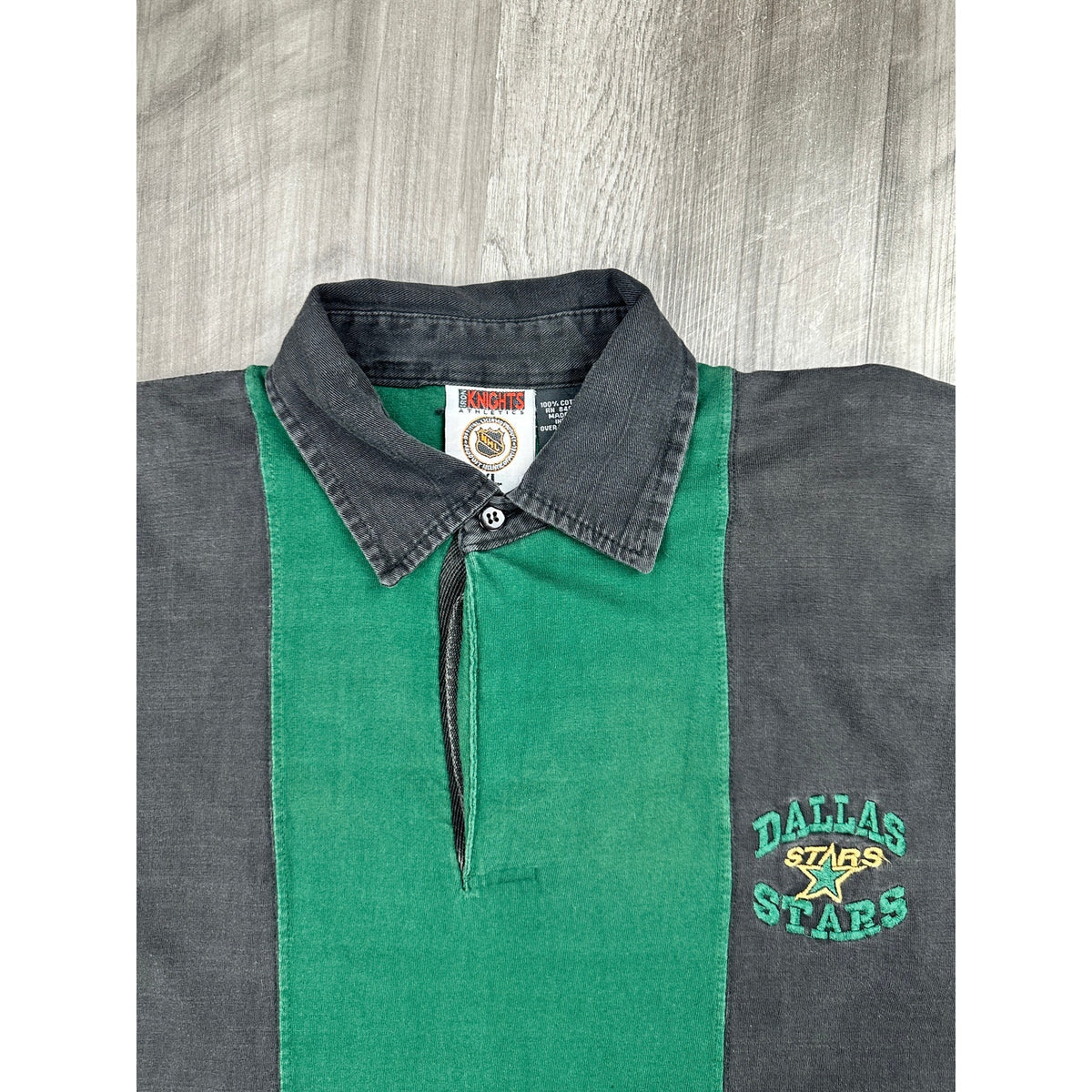 Iron Knights Apparel Vintage Dallas Stars Vertical Rugby Stripe Long Sleeve Polo — Size XL // Preowned