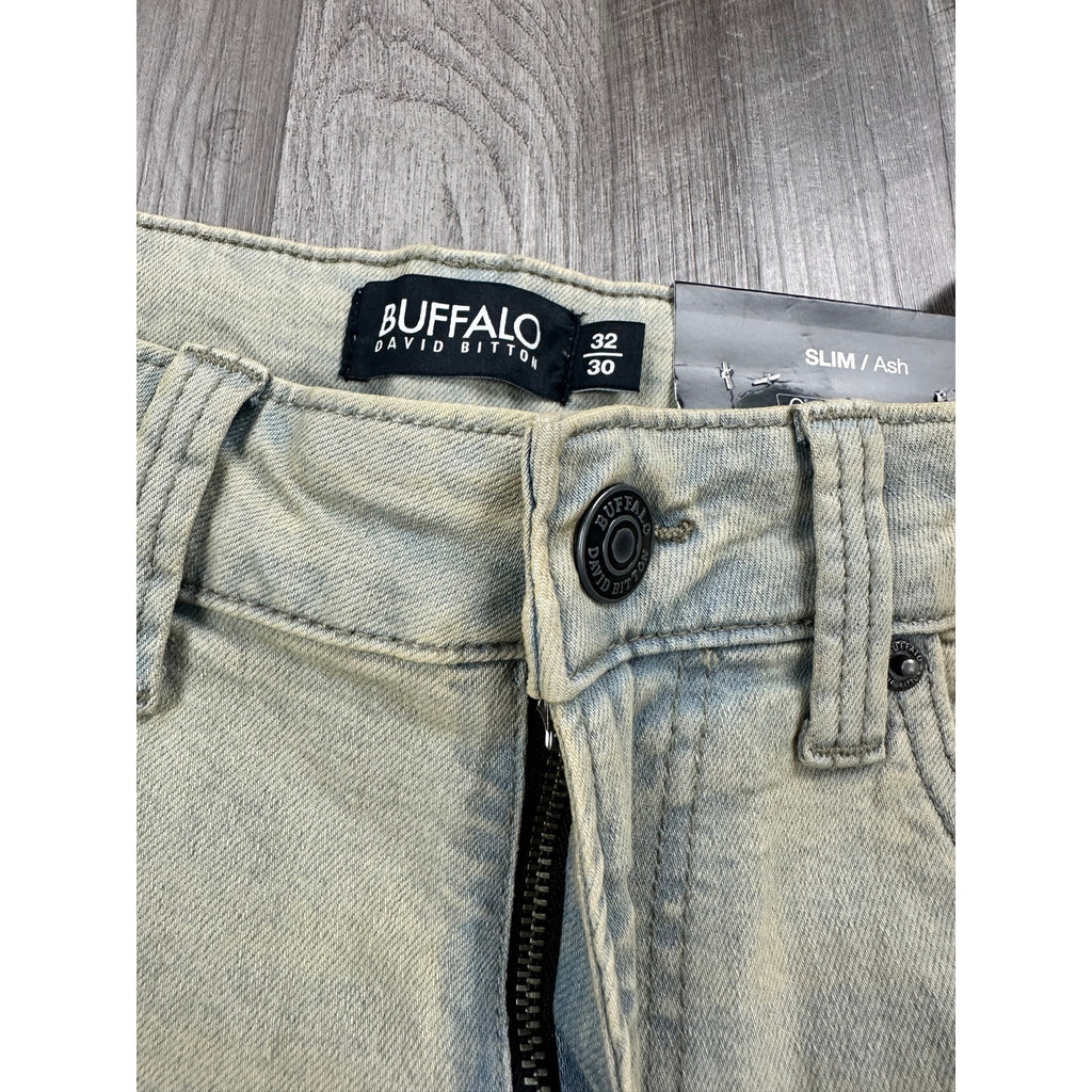 Buffalo David Bitton Ash Slim Stretch Jeans in Dirty and Blasted — Size 32x30