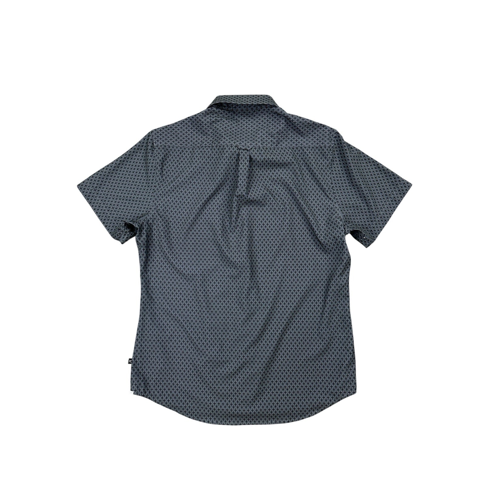 7 Diamonds Flawless 4 Way Stretch Woven Short Sleeve Shirt in Gray and Charcoal — Size Medium // Preowned