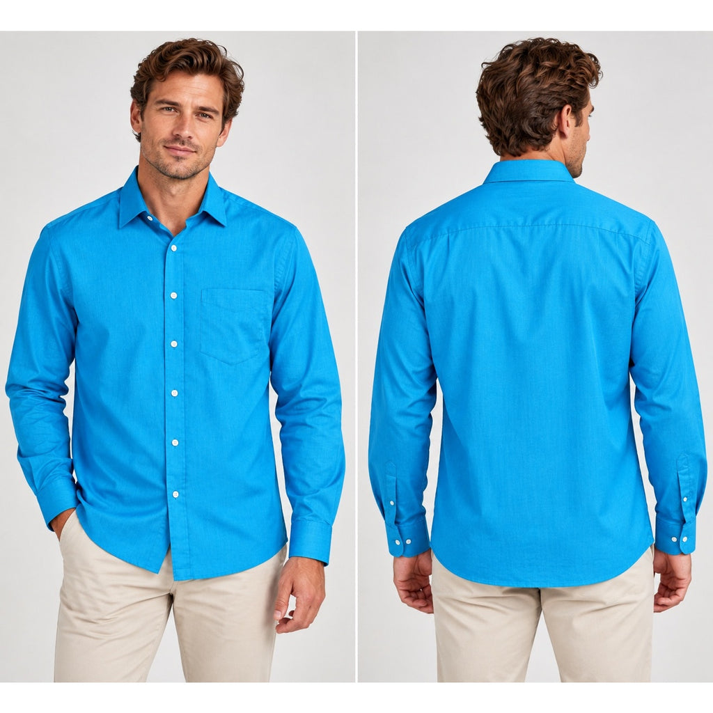 Zodiac Birds Eye Updated Fit Mercerized Two-Ply Cotton Long Sleeve Shirt — Size 40/15.75 (Medium) // Preowned