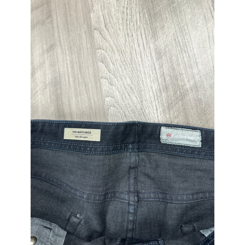 AG Adriano Goldschmied The Matchbox Slim Straight Jeans in Dark Blue Stone Wash — Size 40 // Preowned