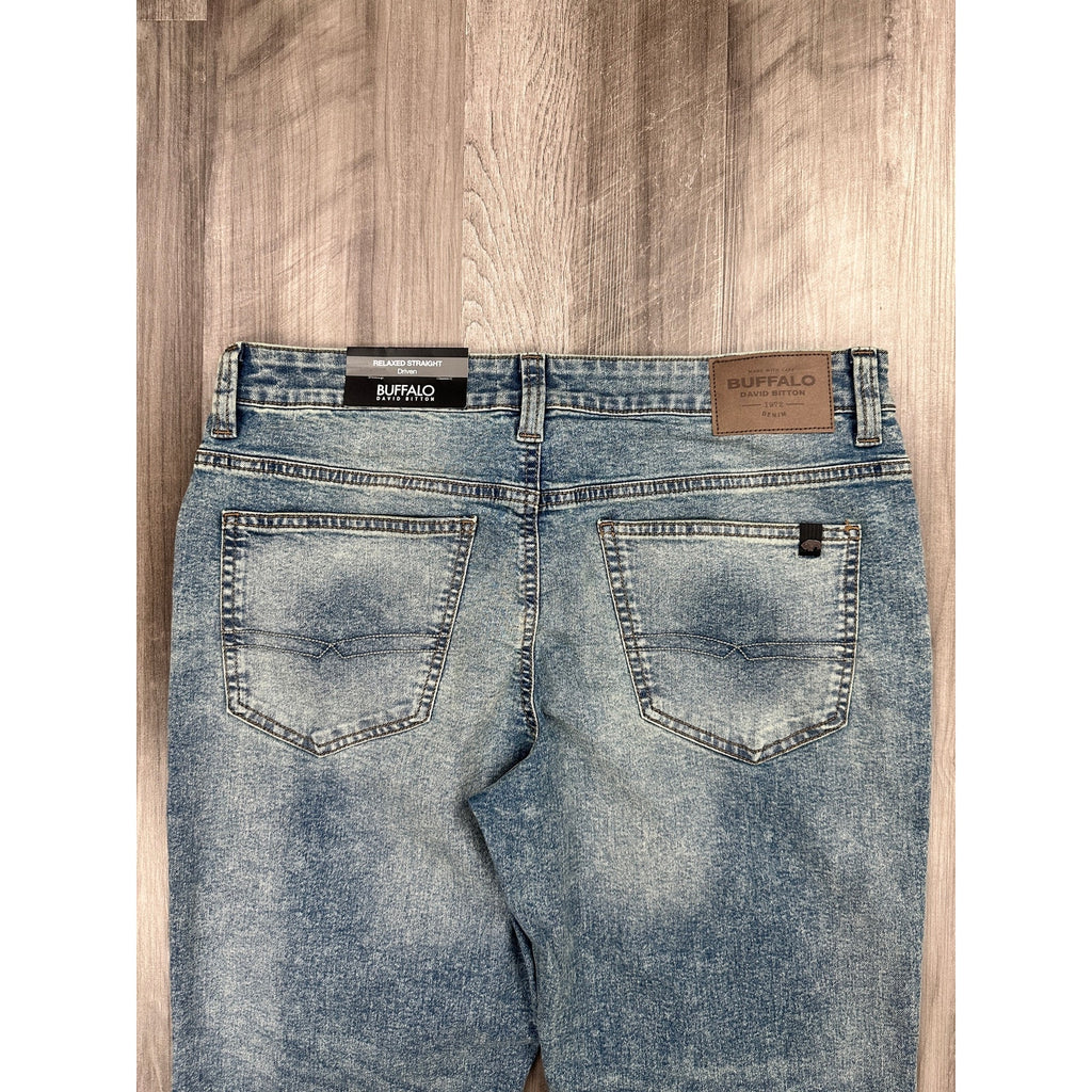 Buffalo David Bitton Relaxed Straight Driven Vintage Indigo Wash Jeans — Size 33x30