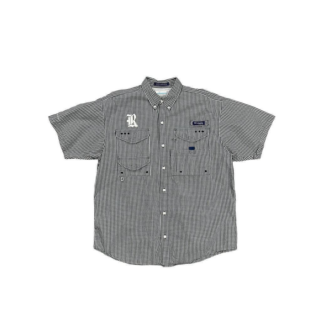 Columbia Rice Owls Super Bonehead PFG Vented Button Down in Navy Gingham — Size M // Preowned