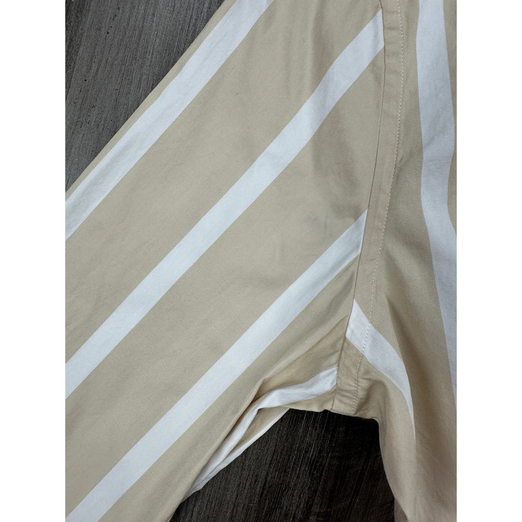 Suitsupply Albini 1876 Egyptian Cotton Extra Slim Fit Casual Long Sleeve Shirt in Tan and White — Size 14.5/15 // Preowned