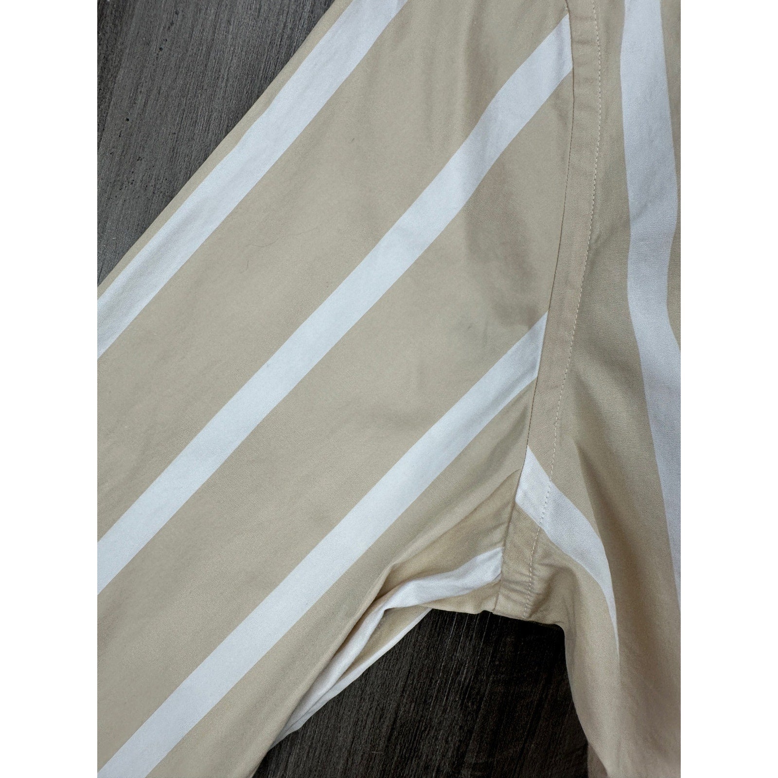 Suitsupply Albini 1876 Egyptian Cotton Extra Slim Fit Casual Long Sleeve Shirt in Tan and White — Size 14.5/15 // Preowned