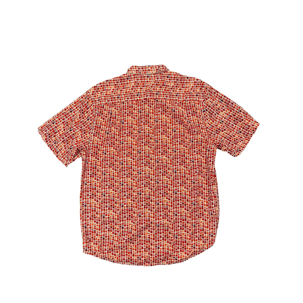 Tommy Bahama Bamboo Tiles Silk Short Sleeve Button Down in Boomerang Red — Size Medium