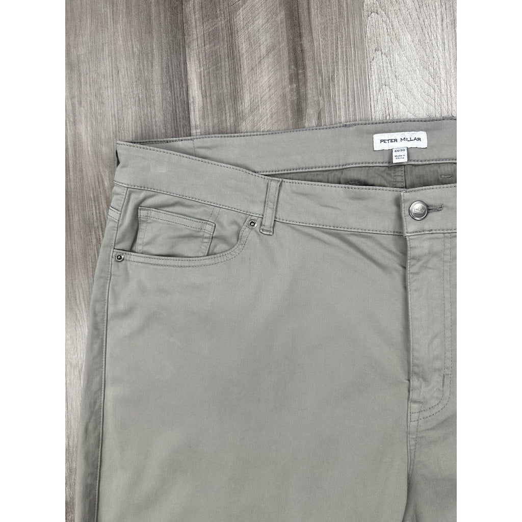 Peter Millar Signature Sateen Classic Fit 5 Pocket Pants in Gray — Size 44x30 // Preowned