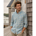 The Normal Brand Plaid Long Sleeve Button Down in Light Blue Light Green Cream and Light Navy — Size XL // Preowned