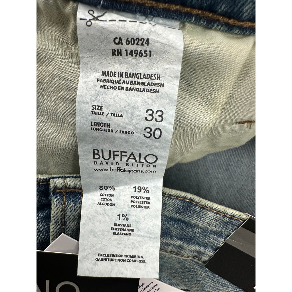 Buffalo David Bitton Relaxed Straight Driven Vintage Indigo Wash Jeans — Size 33x30