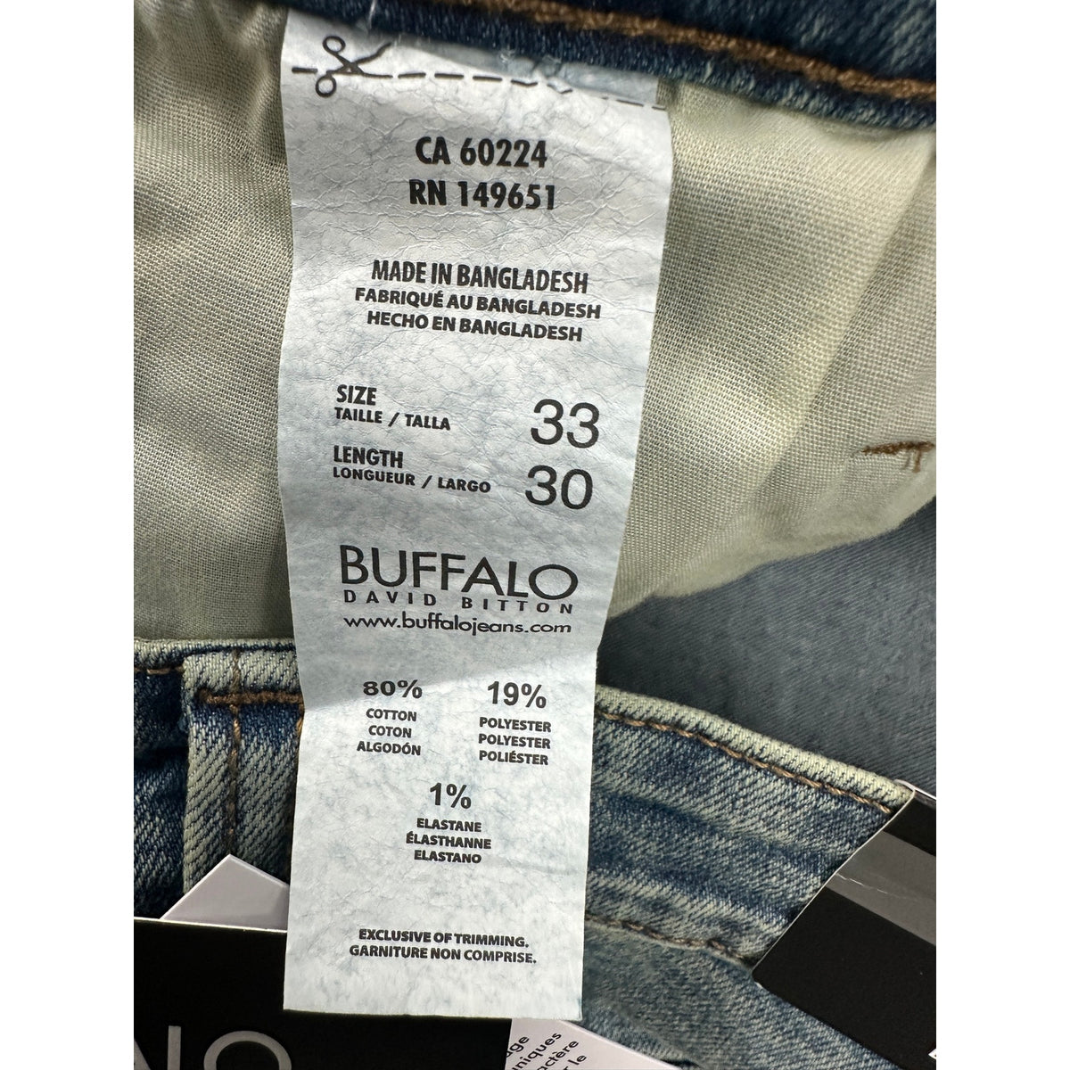 Buffalo David Bitton Relaxed Straight Driven Vintage Indigo Wash Jeans — Size 33x30