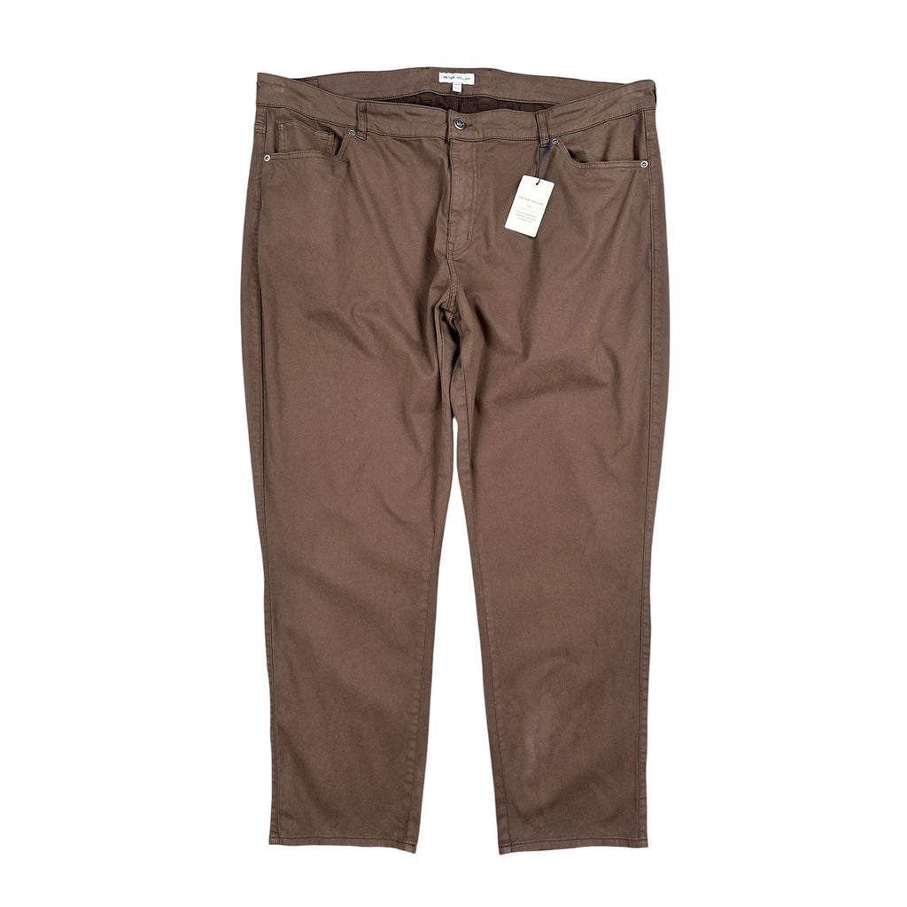 Peter Millar Signature Sateen 5 Pocket Chino Pants in French Press Brown — Size 44x30