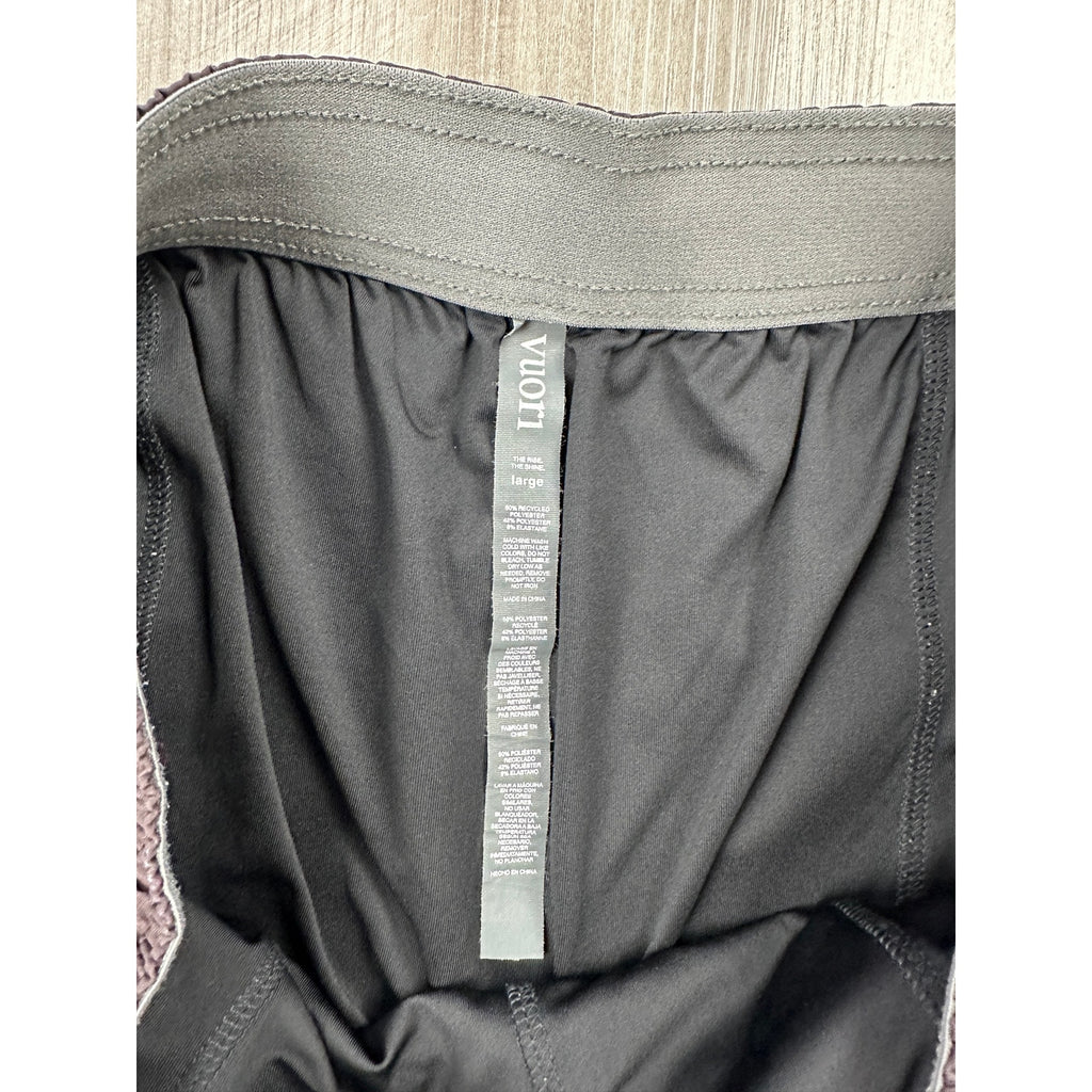 Vuori Trail Shorts 2.0 Lined in Brown Light Gray and White Stripe — Size Large // Preowned