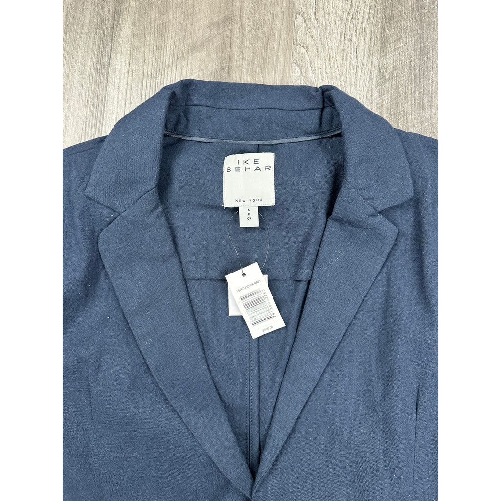 Ike Behar Unstructured Suit in Dark Navy Cotton Linen Spandex — Size Small