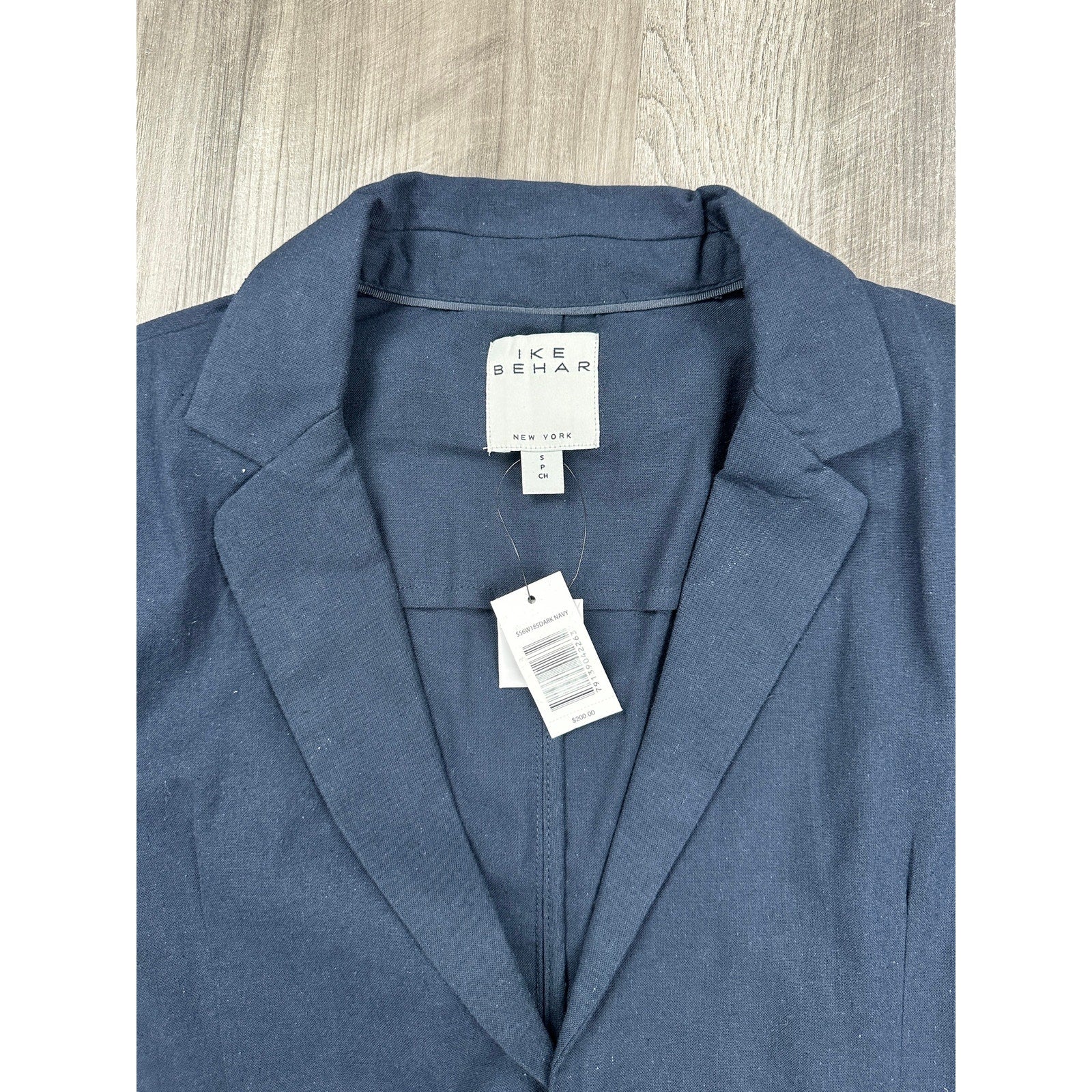 Ike Behar Unstructured Suit in Dark Navy Cotton Linen Spandex — Size Small