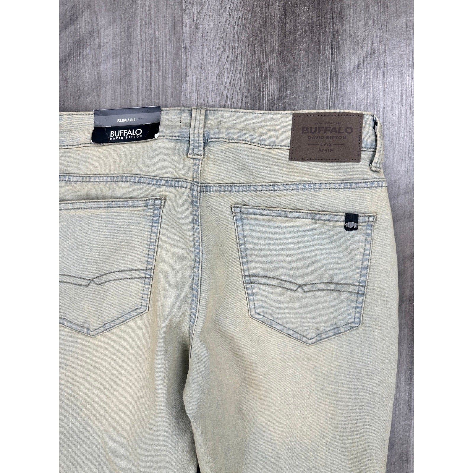 Buffalo David Bitton Ash Slim Stretch Jeans in Dirty and Blasted — Size 32x30