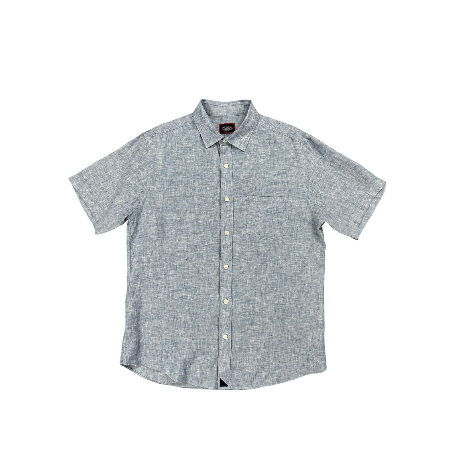UNTUCKit Valente Linen Short Sleeve Button Down in Blue — Size Medium // Preowned