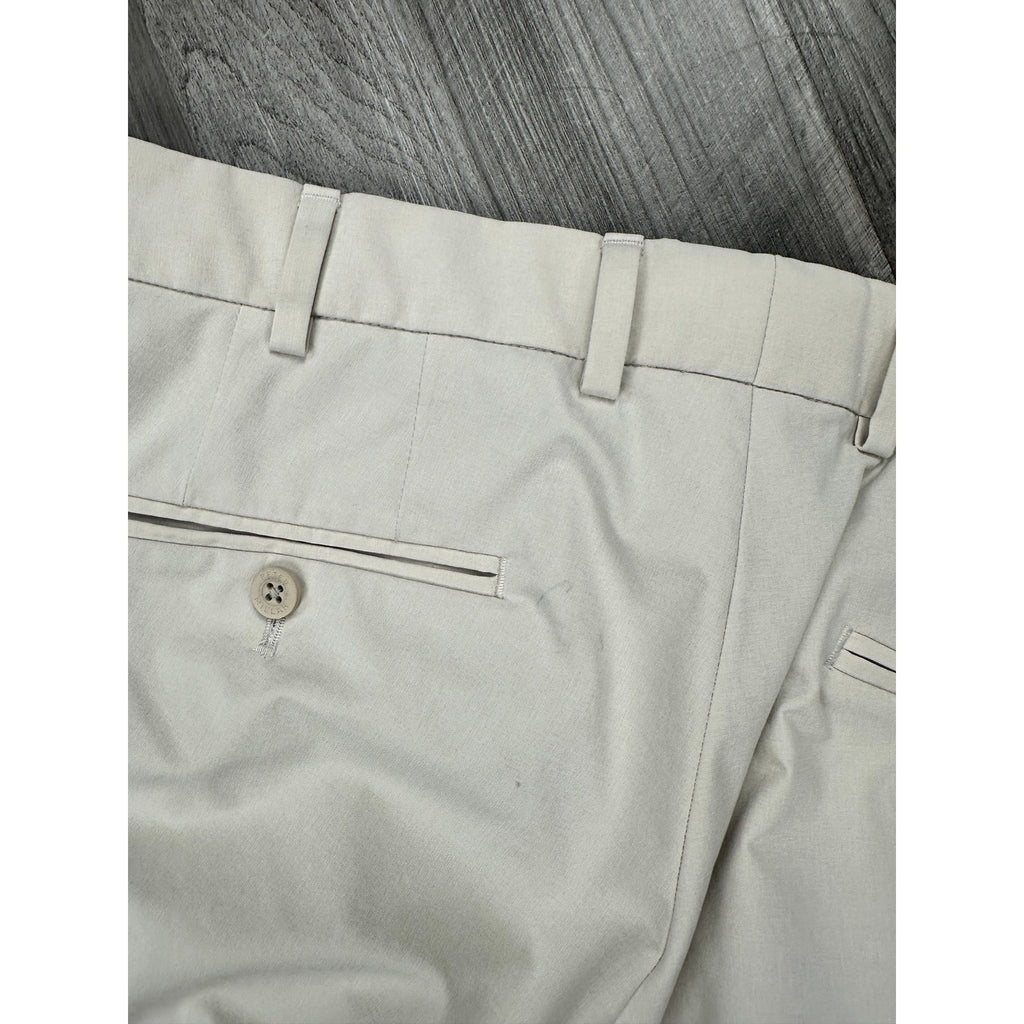 Peter Millar Surge Tailored Fit Crown Crafted Trouser Pants in Stone — Size 33x32 // Preowned