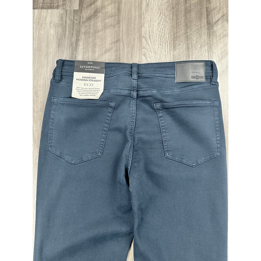 Liverpool Los Angeles Kingston Modern Straight Stretch Jean in Navy — Size 31x34