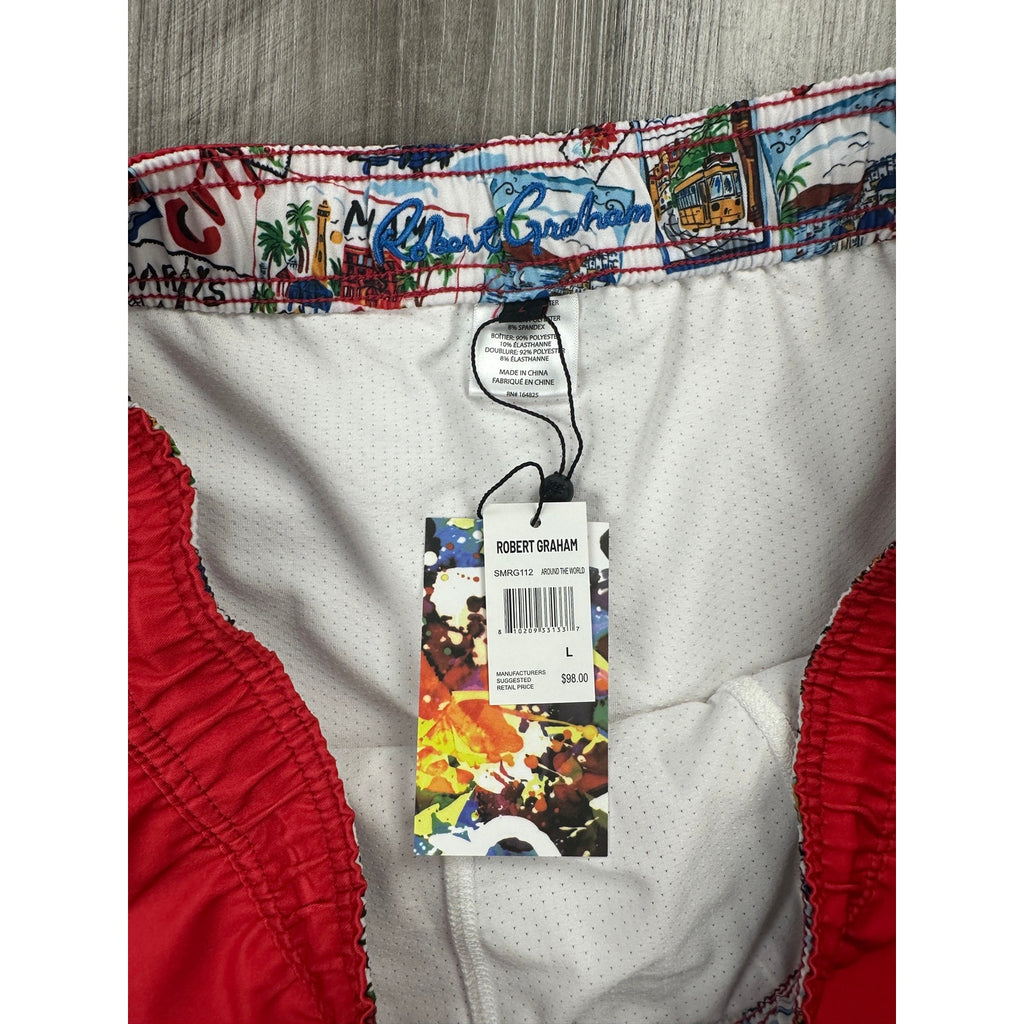 Robert Graham Traveling Swim Trunks Around the World — Size Large
