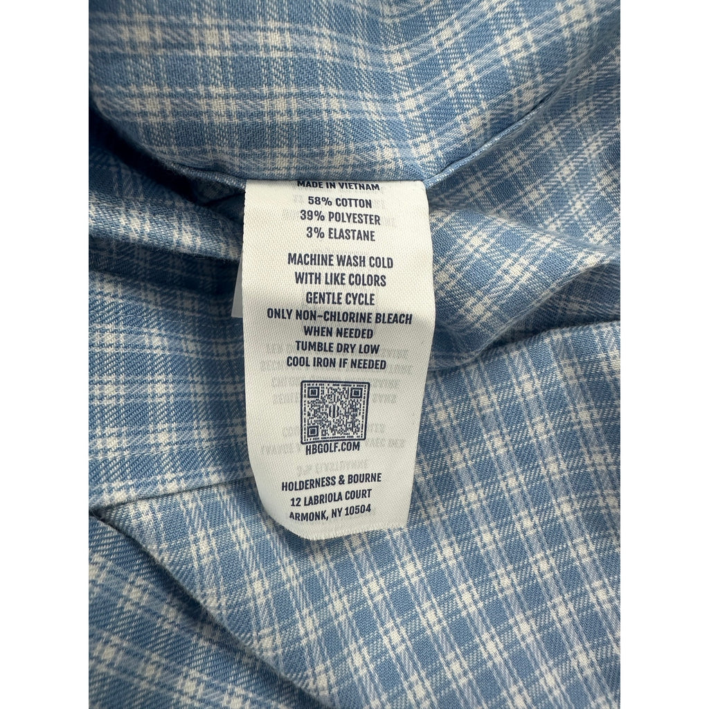Holderness & Bourne The McColl Signature Fit Plaid Long Sleeve Shirt in Bedford Blue — Size Large