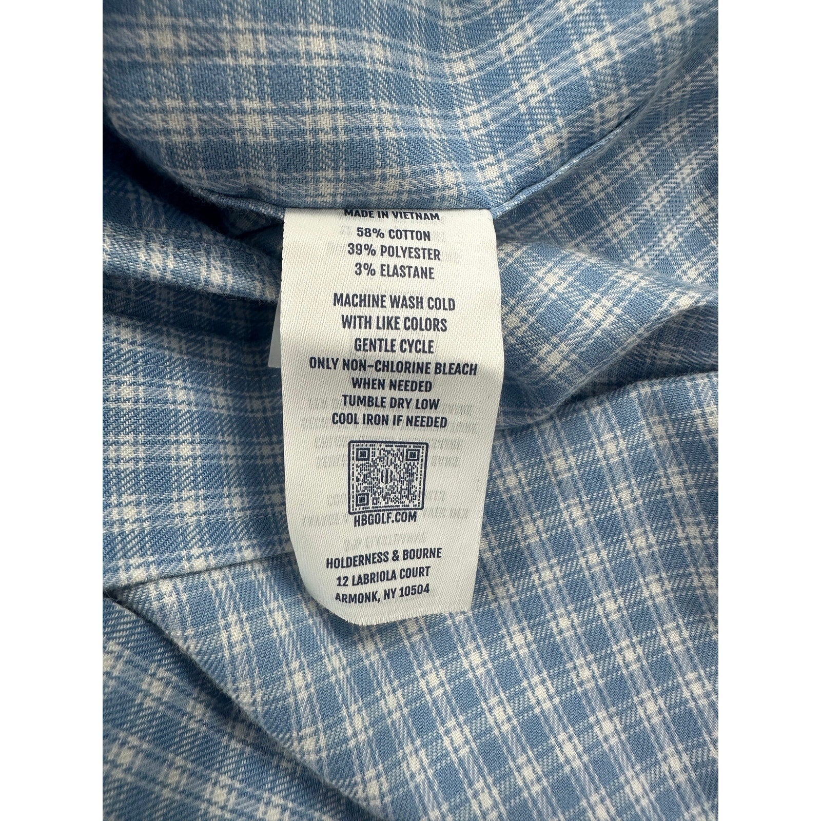 Holderness & Bourne The McColl Signature Fit Plaid Long Sleeve Shirt in Bedford Blue — Size Large