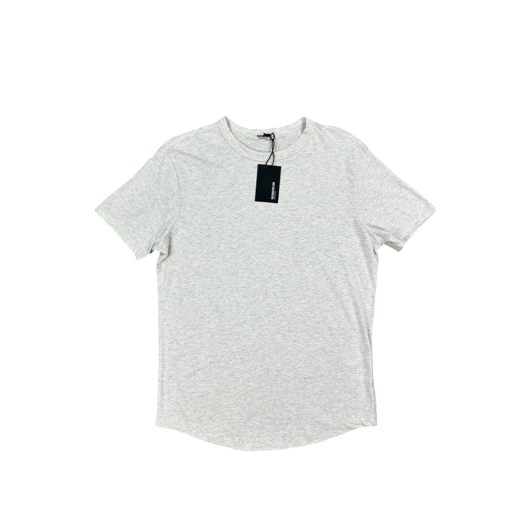 Buck Mason Pima Curved Hem Tee in Heather Oatmeal — Size Small