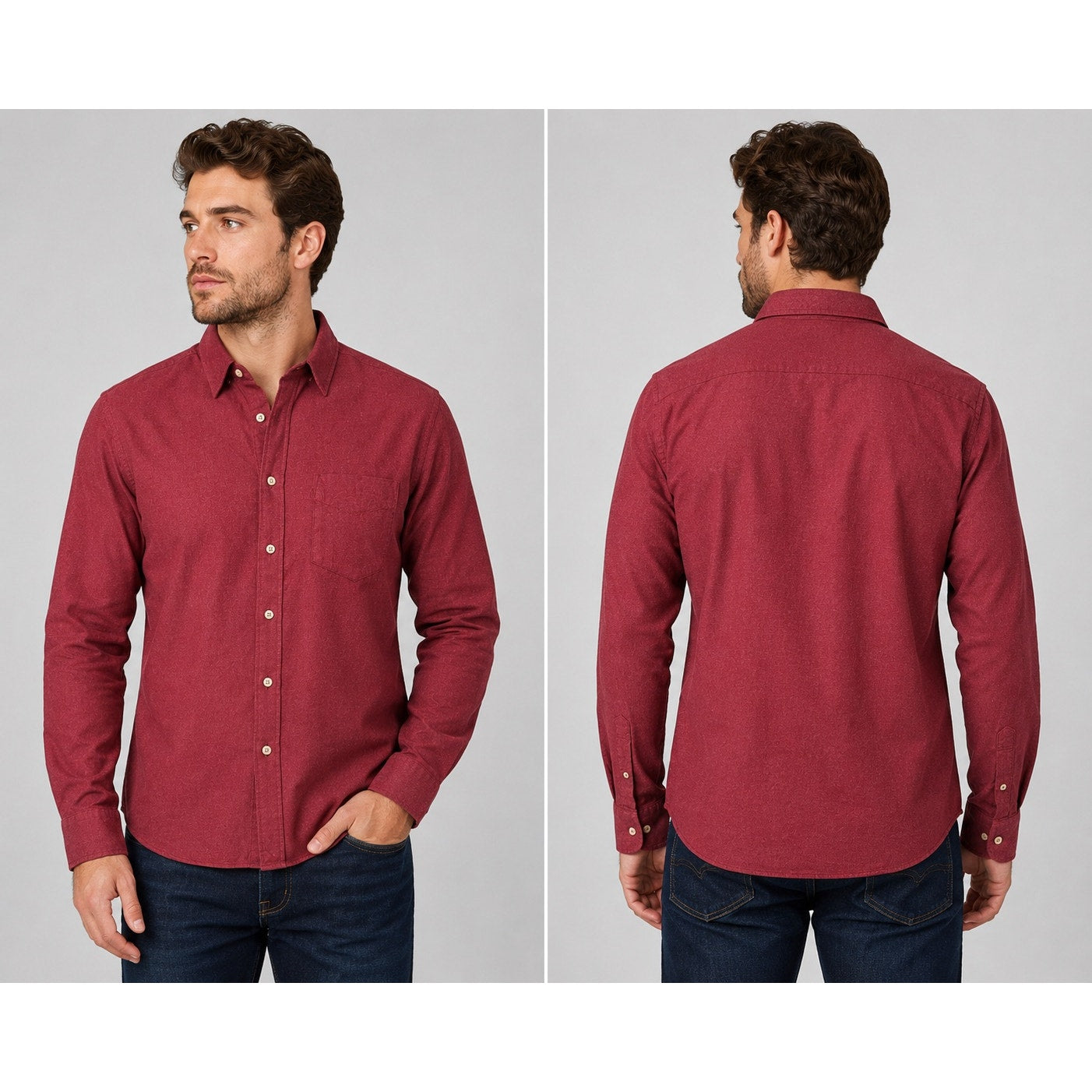 UNTUCKit Sherwood Flannel Long Sleeve Button Down in Dark Red — Size XL // Preowned