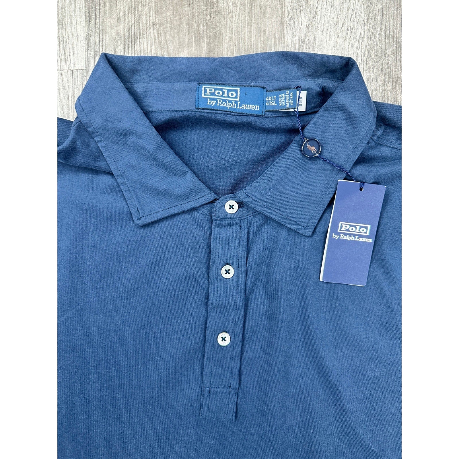 Polo Ralph Lauren Old Classics Sueded Jersey Long Sleeve Polo in Navy — Size 4XLT
